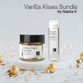 Nabila K Set De Labios Vanilla Kisses: Esmalte Labial En Crema De Vainilla Y Bálsamo Labial Orgánico. Exfolia E Hidrata. Ideal Para Regalar.
