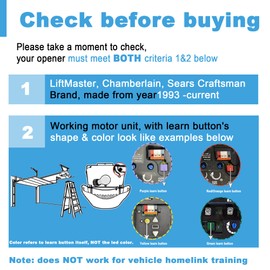 Garage Door Keypad for Liftmaster Chamberlain Craftsman Garage Door Opener Keypad 377LM 977LM 877LM 877MAX CMXZDCG440 G940EV-P2, Purple Red Orange Yellow Green Learn Button Garage Door Openers