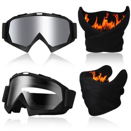 4 Pcs Winter Motorcycle Goggles for Men Women with Half Face Mask Dirt Bike Goggles Atv Anti-uv Dustproof Windproof Face Mask Riding Gear for Motorcycle Snowboarding Skiing Running Outdoor Sports