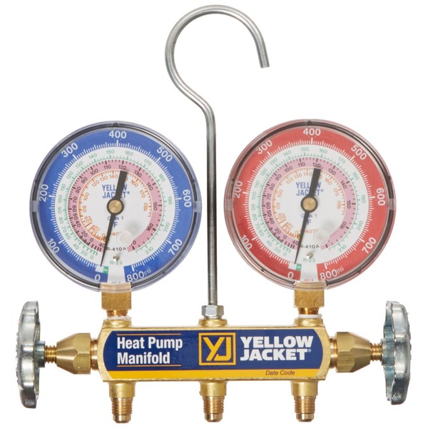 Yellow Jacket 42041 Heat Pump Manifold, R/22/407C/410A, Degrees F