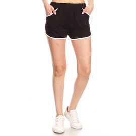 Leggings Depot RSB128-BLACK-S Solid Fashion Shorts w/Pockets, Small