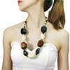 Heritage Hues Chunky Wooden Geometric Beaded Necklace - White, Black,