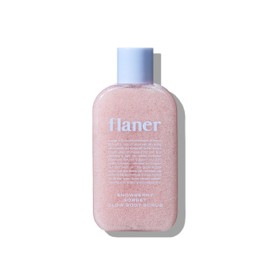 FLANER Snowberry Sorbet Glow Body Scrub – Gentle Exfoliating Scrub, Brightening & Hydrating Formula with 9,800ppm of White Strawberry Water and Niacinamide, Korean Body Wash for Silky Soft Skin