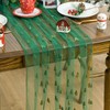 Artoid Mode Embroidery Tree Green Gauze Table Runner 120 Inch