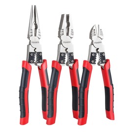 Hexace 3 Pcs Plier Set, Multi-Purpose Plier Set, Includes 8.5 Inch Linemans Plier, 9 Inch Needle Nose Plier and 7.5 Inch Diagonal Side Cutting Plier