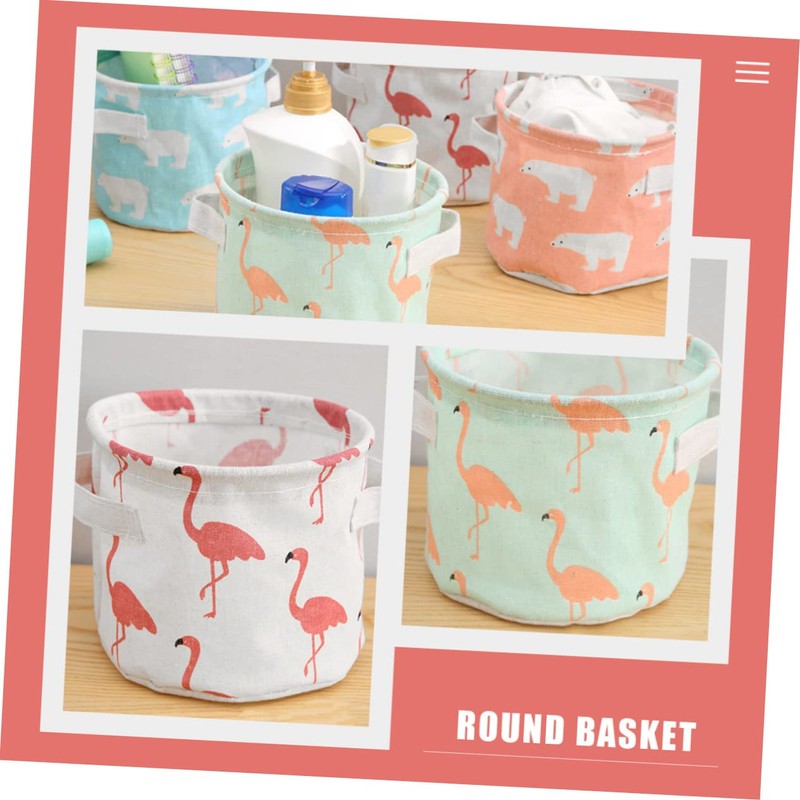 OHPHCALL 2pcs Cotton Linen Storage Baskets Random Pattern Soft and