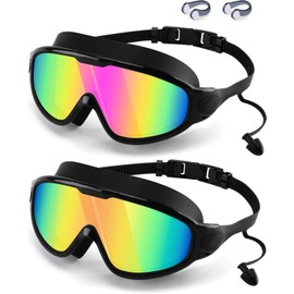 WIN.MAX Swimming Goggles 2 Pack Anti Fog Anti UV Clear View for Men Women Boys Girls,Swim Goggles for Adults Youth Kids 4-14