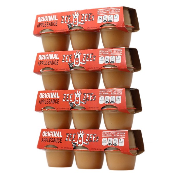 Zee Zees Original Applesauce Cups, All Natural, 4 oz Cups, 24 pack