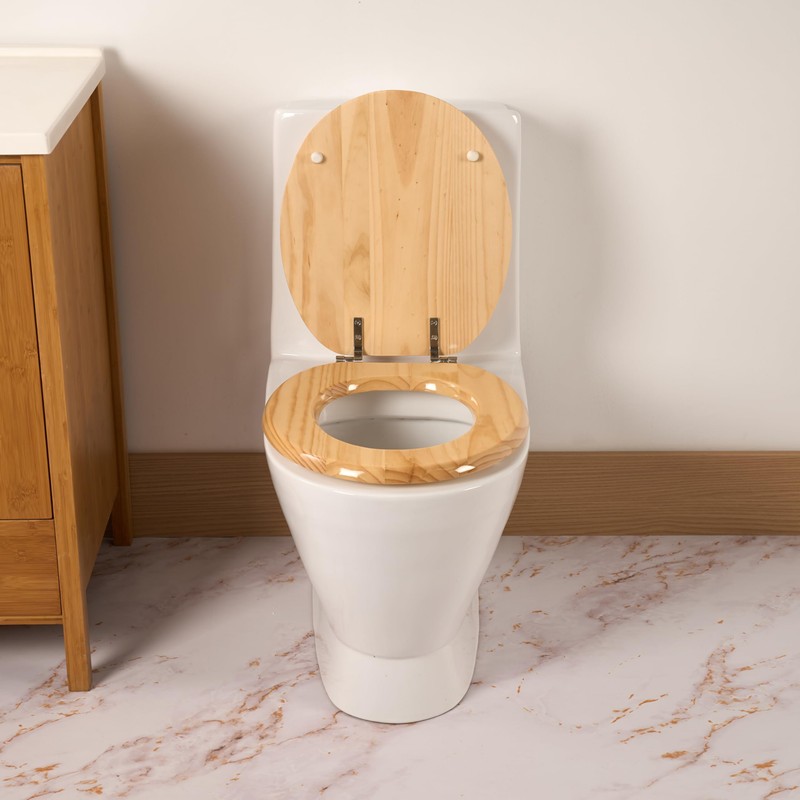 Toilet Seat, Solid Wood, Pine Wood, High Gloss Finish, PIKLiDS