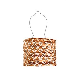 Allsop Home and Garden Soji Stella Drum LED Outdoor Solar Lantern, Handmade with Weather-Resistant Fabric for Patio or Garden, Color (Copper)