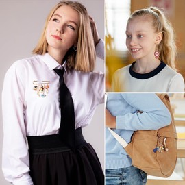 Boutigem 24Pcs School Teacher Student Enamel Charms Palette Ruler School Bag Apple Alloy Pendant Charms with Loop for Necklace Bracelet Earring Jewelry Making DIY Crafts Supplies