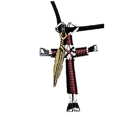 Burgundy Horseshoe Nail Cross Necklace w/Gold Feather Charm