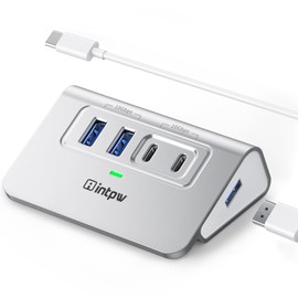 Intpw USB C Hub 10Gbps, 4 Port USB Splitter with 2 USB C/USB A 3.2 Data Ports, [Not Support Video and Chrging], Aluminum USB 3.2 Hub with 3.3Ft Cable for Laptop, PC, Mac, Flash Drive, Camera