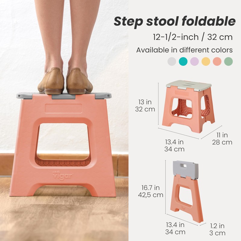 Vigar Compact Step Stool Foldable, 12-1/2-inch Step Stools for Adults
