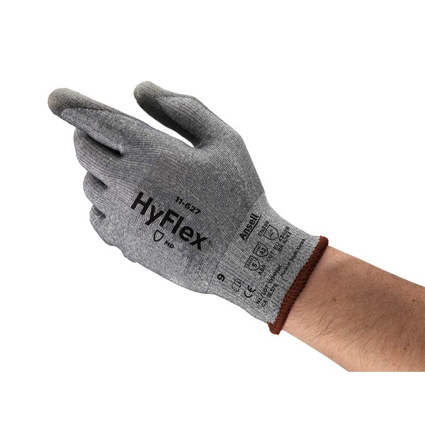 Ansell HyFlex 11-627 Cut Protection Gloves, Mechanical Protection, Gray, Size