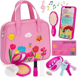 Officygnet Play Purse Toy for Girls 1 2 3 Years Old, Toddler Purse Girl Toys with Pretend Makeup Kit, Pretend Princess Play Toys for Little Girls, Birthday for Toddler Girls Age 2-3
