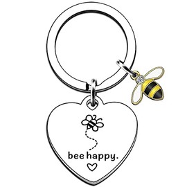 JMIMO Bee Happy Keyring Gifts for Women Girls Comfort gifts Encouragement Keyring for Family Friends Cute Bee Inspirational Birthday Graduation Gifts