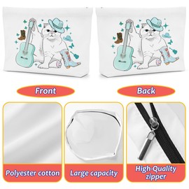 Cat Gifts for Cat Lovers Cute Cat Makeup Bag Inspired Music Lover Gifts Fan Singer Merch Appreciation Gifts for Women Cat Mom Cat Lady Mother Daughter Birthday Graduation Mothers Day Cosmetic Bag