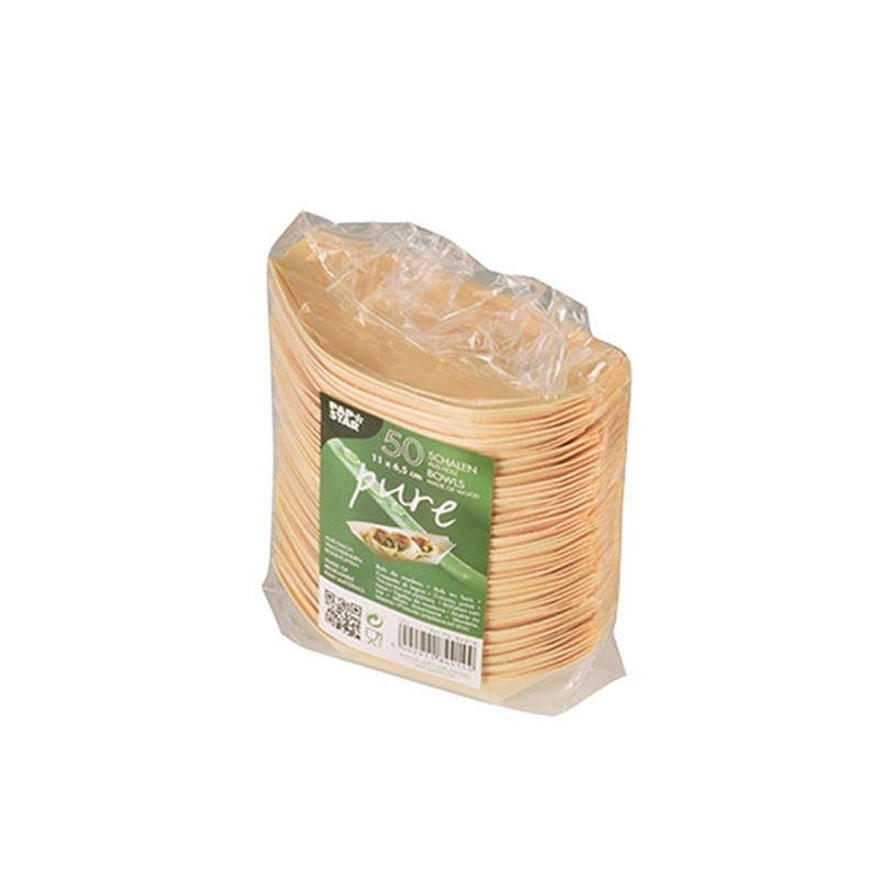 Einweggeschirr & Besteck 50 Fingerfood - Schalen, Holz 11 cm