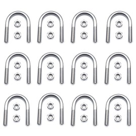 Bebochoi Pack of 12 U-bolts clamps, 304 stainless steel M6 with nuts, frame straps, U-screws suitable for pipe performance, for diameter 50 mm pipe (silver)