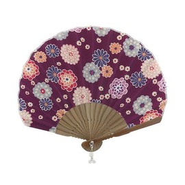 Ken Onishi Ripple Shell Fan, 8.7 inches (22 cm), Women's, Colorful Chrysanthemum/Purple