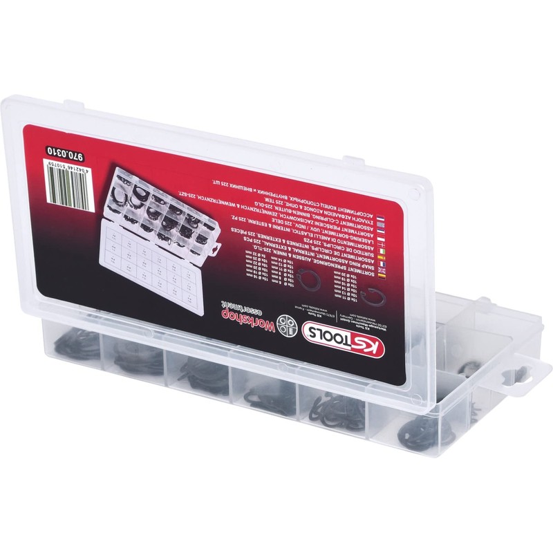 KS Tools 970.0310 Snap rings assortment, external + internal, Ø6-32