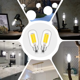 CRLight 8W Dimmable LED Tubular Bulb 4000K Daylight White, 80W Equivalent 800LM, E26 Vintage Edison Style T14 / T45 Tubular Clear Glass LED Light Bulbs, Pack of 6