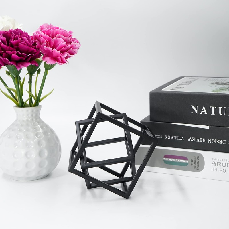 DreamsEden Small Geometric Sculpture, Metal Cube Decorative Ornaments Modern Home