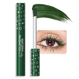 Máscara de pestañas Green Lash, resistente al agua, de larga duración, encantadora, voluminosa, sin crueldad, vegana, maquillaje de ojos verde (verde)
