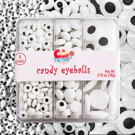 Sarah's Candy Factory 3 Sizes 2.75 Oz Assorted Mix Candy Eyes Eyeballs for Cupcake Toppers,Cookie Decorations Edible Sugar Icing Kosher in a Box