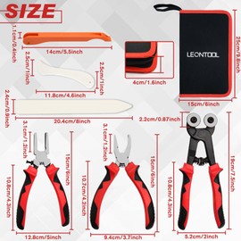 LEONTOOL 15 PCS Glass Cutting Tool Kit, 7.5" Wheeled Glass Tile Nipper 6" Glass Running Pliers with Curved Jaws 6" Breaking Grozer Plier Oil Feed Glass Cutter for Stained Glass, Tiles, Mosaic Cutting