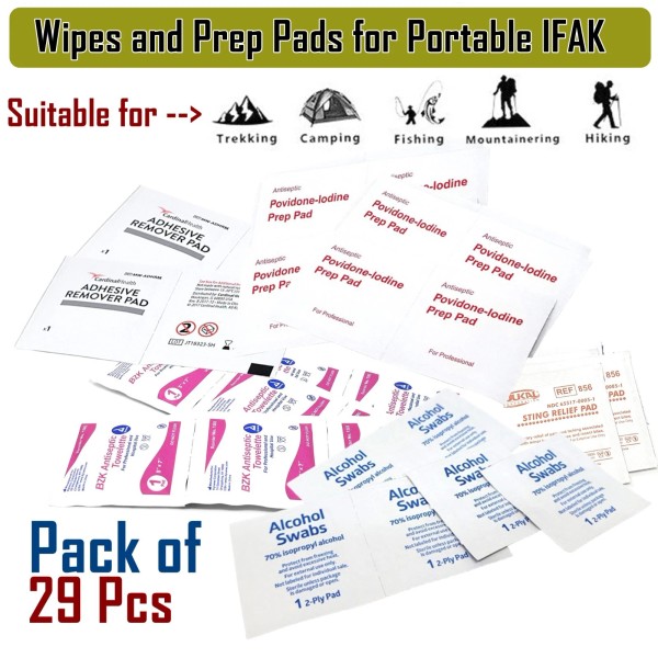 Lab Supply Mart 29Pcs Mini IFAK Packets Emergency Travel Survival