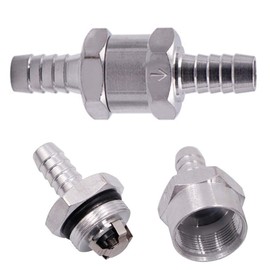 Bestgle Fuel Non Return 0.4 inch (10 mm) 2 Pcs One Way Valve Air Fuel Oil Check Valve Aluminum Alloy Check Valve Non-Return Fuel Line Oil Gasoline Diesel Water One Way Valve Check Silver