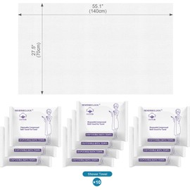 Paquete de 10 toallas de baño comprimidas grandes, portátiles, ligeras, desechables, de fibra de algodón, para viajes, camping, gimnasio, natación, playa (55 x 28 pulgadas)