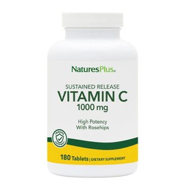 NaturesPlus Vitamin C High Dose with Rosehip (1000 mg, 180 Tablets) - Ascorbic Acid and Rosehip Tablets