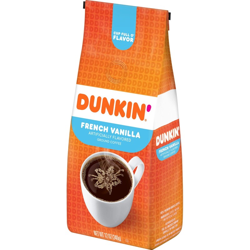 Dunkin' French Vanilla Flavored Ground Coffee, 12 Ounces (Pack of