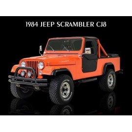 1984 Jeep CJ8 Scrambler in Orange Metal Sign: 9x12" & Ships Free