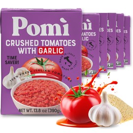 Pomì Crushed Tomatoes with Garlic 13.8oz (Pack of 12) - No Salt Added, No Additives or Preservatives, GMO-Free, Gluten-Free, Made from 100% Fresh Italian Tomatoes, BPA-Free