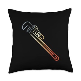 Vintage Pipe Wrench Sketch Pipefitter Tradesman Throw Pillow