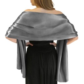 MLMW Gray Shawls and Wraps for Women Evening Dresses Satin Formal Shawl Wraps Dressy Extra Long for Wedding Party Bridesmaid Bridal Shower Baby Shower Birthday