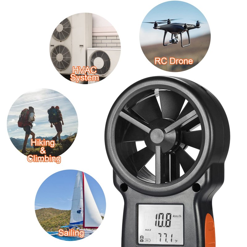 Anemometer Handheld Wind Speed Meter, Kethvoz Digital Air Flow Meter