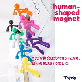 TK.Felly Magnet, Human-Shaped Cute Magnet, Interior Decoration, Refrigerator Magnet, 3D, Set of 4 Colors (Red, Blue, White and White)
