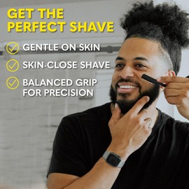 The Beard Club Straight Razor for Men - Navajas Para Barbero - Barber Straight Edge Razor Kit - Premium Single Derby Blade Cutthroat With 10 Replaceable Stainless Steel Blades & Leather Case