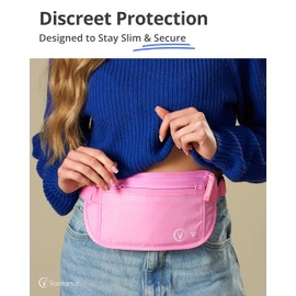 Money Belt for Travel - Security Fanny Pack for Phone, Money, Passport, & More with Anti Theft RFID Protection - Slim Under Clothes Hidden Wallet Holder Bag - Unisex Travel Waist Pouch for Women & Men