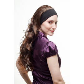 WIG ME UP - H9308-2T30 Hairpiece Half Wig Tight on Elastic Headband Long Curly Brown Mix 65 cm