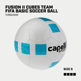 Capelli Sport Soccer Ball Size 5, Fusion II Cubes Team FIFA Basic Soccer Ball for Youth and Adult Players, Outdoor and Indoor Training, Turquoise