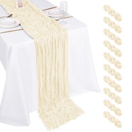 10 Pack Ivory Cheesecloth Table Runner 17x108 Inch Boho Gauze Cheese Cloth Table Runners for Wedding Party Baby Shower Birthday Home Decor