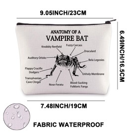 G2TUP Vampire Bat Makeup Bag Vampire Bat Lover Gifts Anatomt of A Vampire Bat Vampire Bat Zipper Pouch (Vampire Bat CA)