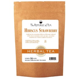 The Republic of Tea Hibiscus Strawberry SuperFlower Herbal Tea, 36 Tea Bag Refill