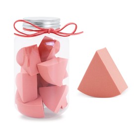 Modixun 12pcs Triangle Makeup Blending Sponges with Storage Bottle, Latex Free Wet and Dry Use Makeup Blenders, Cosmetic Sponges Makeup Wedges for Foundation and Powder, Style A